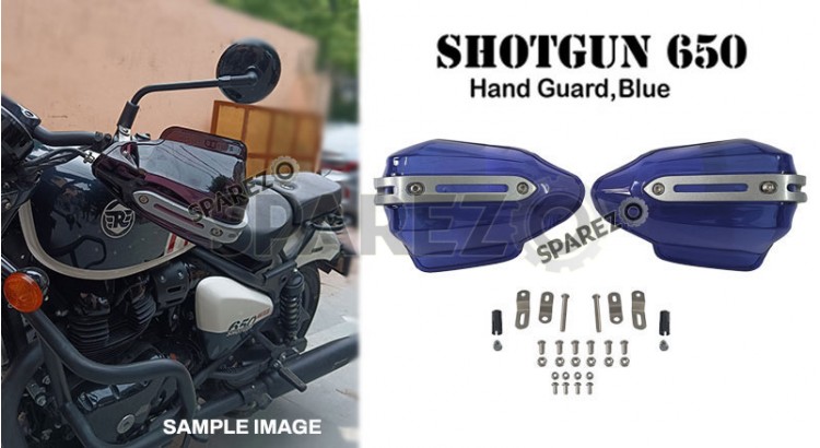 Fit For Royal Enfield Shotgun 650 Tinted Blue Color Hand Guard Kit - SPAREZO